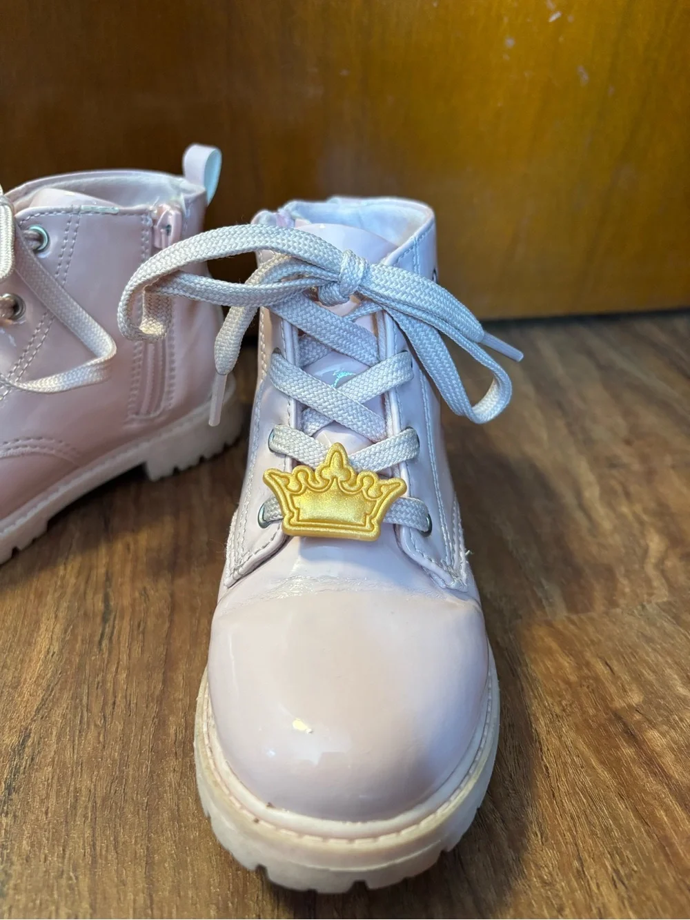 Disney Princess girls Pink Patent Lace-Up Boots